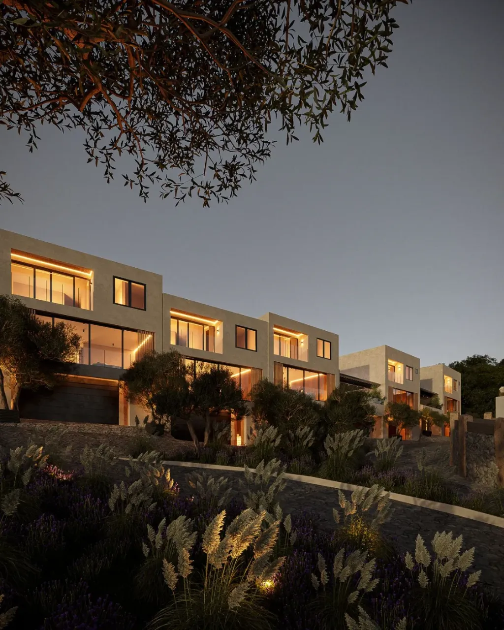 Villas Collection — fachada al atardecer, Punta Serra